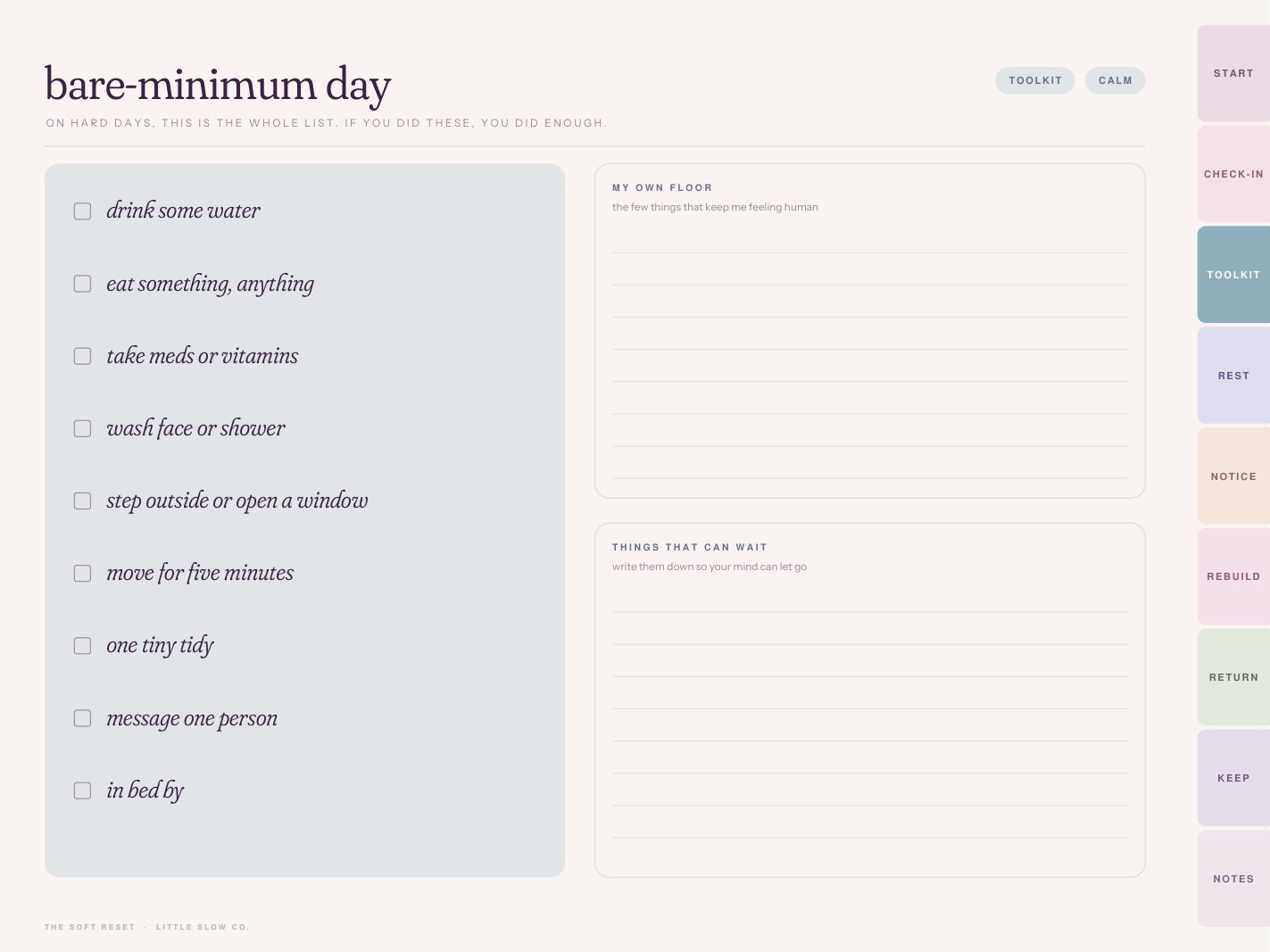 Bare-minimum day page